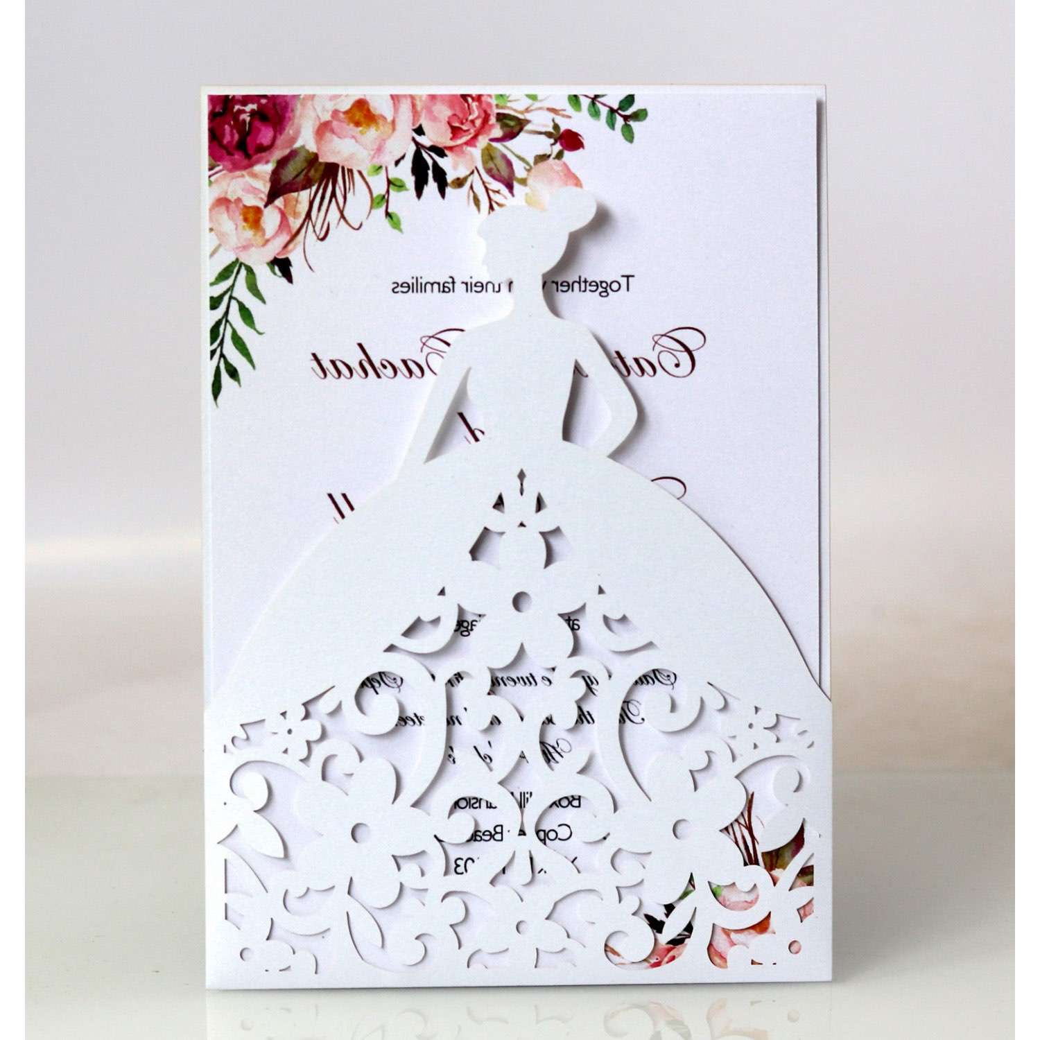 2020 Invitation Card Wedding Card Design Laser Cut Beautiful Girl Pink Card